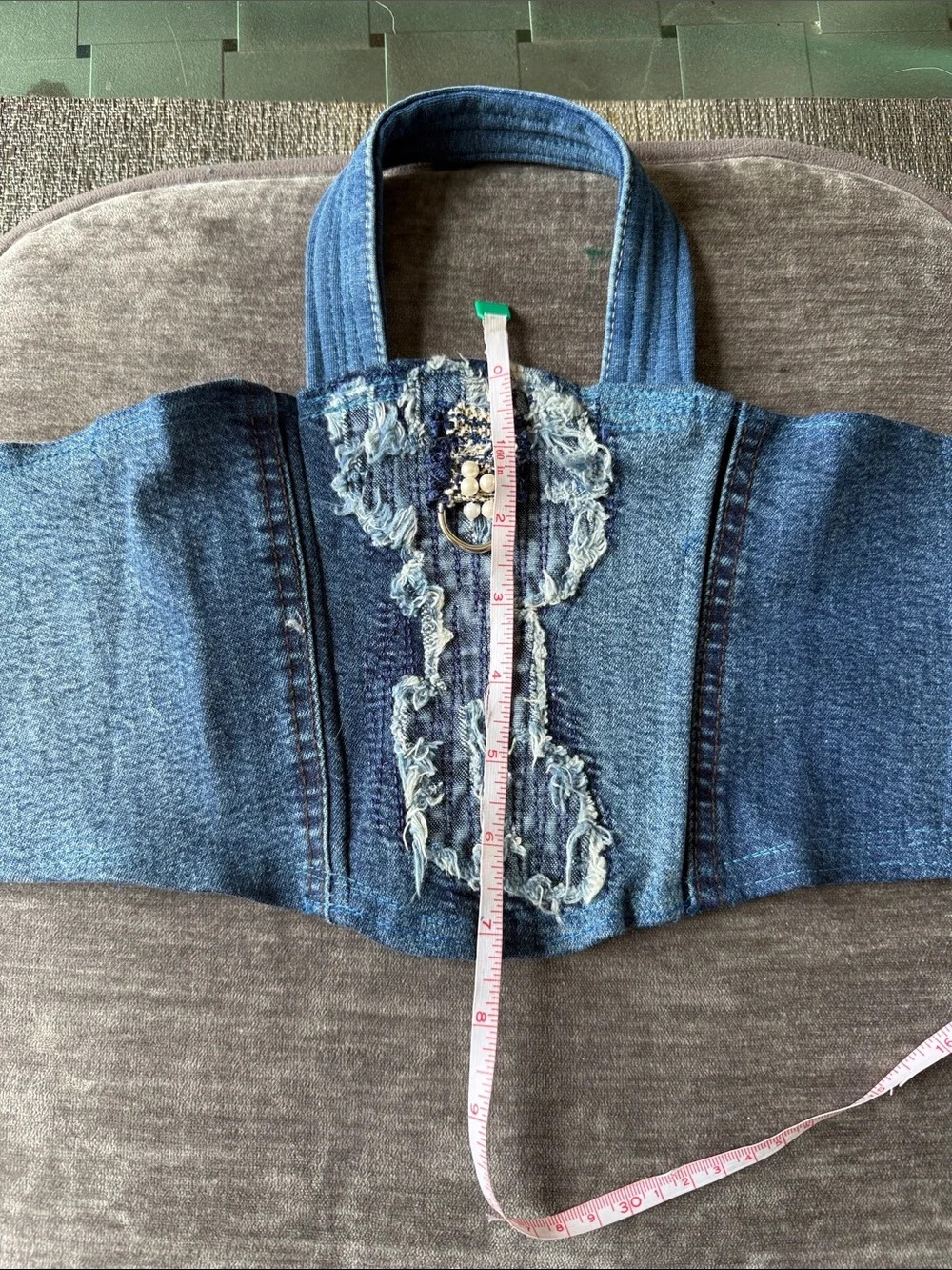 Distressed Blue Denim for Dog Fashionable Walk.